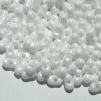 25 grams of 3x7mm White Lustre Farfalle Seed Beads